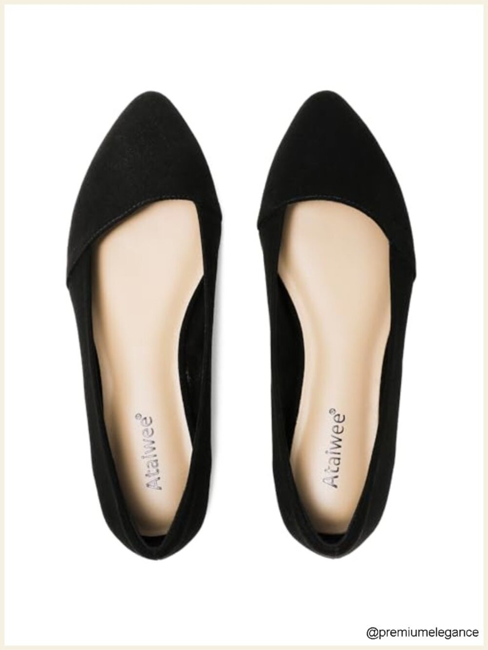 Women's Wide Width Pointed Ballet Flats Slip-On Microfiber Rubber Sole